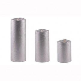 Aroma Led Pillar Candle Metallic Silver 13cm 