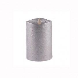 Aroma Led Pillar Candle Metallic Silver 13cm 
