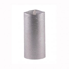 Aroma Led Pillar Candle Metallic Silver 18cm 