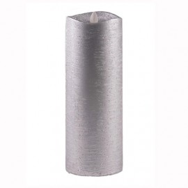 Aroma Led Pillar Candle Metallic Silver 23cm 