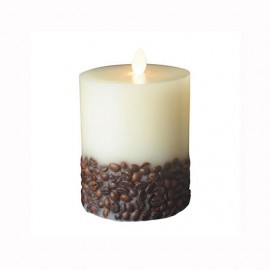 Χειροποίητο Κερί Κορμός Led Καφές 13cm