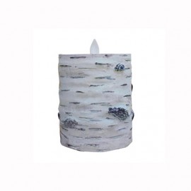 Aroma Led Pillar Candle Hand Carved Birch 13cm