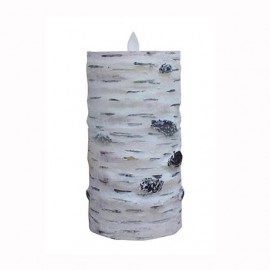 Aroma Led Pillar Candle Hand Carved Birch 18cm