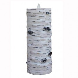 Aroma Led Pillar Candle Hand Carved Birch 23cm 