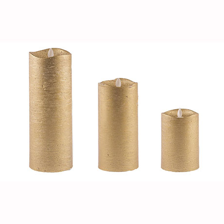 Aroma Led Pillar Candle Metallic Gold 23cm