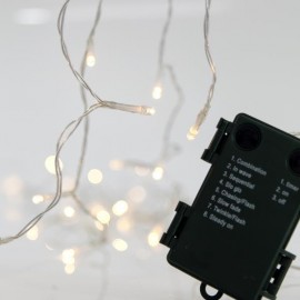 Line of 20 Led with Battery M/F Transparent cable Warm 