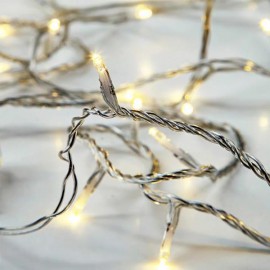 Line of 50 Led with Battery Transparent cable Warm 