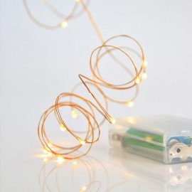 Line of 20 Led Warm with Battery Wire Bronze 