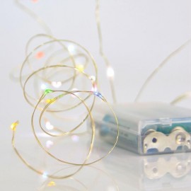 Line of 20 Led Multi-color with Battery Wire Silver 