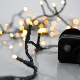 Σειρά 100 LED 3 mm 31 V — Θερμό Λευκό, Πράσινο PVC Καλώδιο, 8 Προγράμματα, IP44 