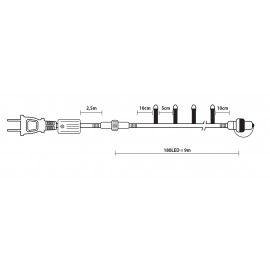 Line of 180 Led M/F Green cable Cool 