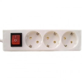 Multi-socket 3 plugs With switch White 