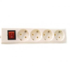Multi-socket 4 plugs With switch White 