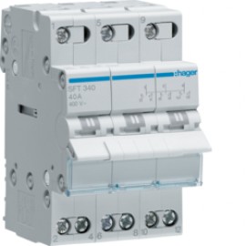 3-Pole, 40A Centre Off Modular Changeover Switch With Top Common Point 