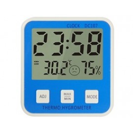 Θερμόμετρο-Υγρόμετρο Ψηφ.με Ρολόι Μπλε 