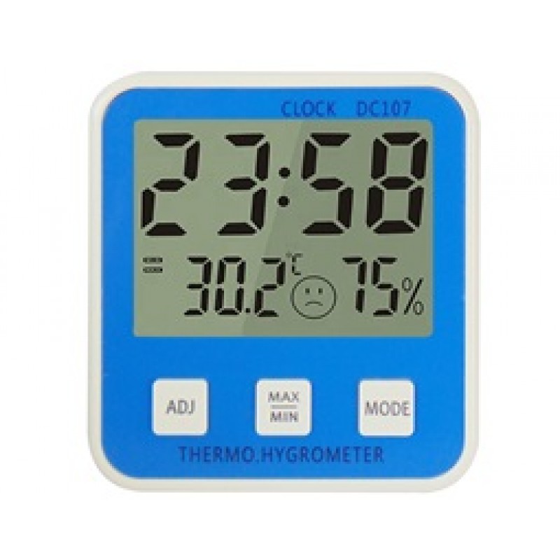 Θερμόμετρο-Υγρόμετρο Ψηφ.με Ρολόι Μπλε