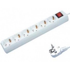 Power Strip with On/Off Switch 6 Outlets 3x1,5 2,5m White 