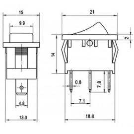 Διακόπτης Rocker Mini 3 Θέσεων I-0-II 6Α Μαύρος 