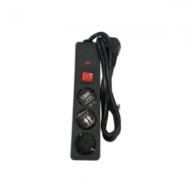 Multi-socket 3 Plug with Switch & Surge Protection Black 