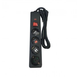 Multi-socket 4 Plug with Switch & Surge Protection Black 