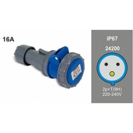 Plug Female 2P + T 16A / 220V / IP67 Famatel 