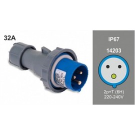 Plug Male 2P + T 32A / 220V / IP67 Famatel 