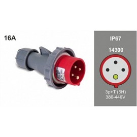 Plug Male 3P + T 16A / 380V / IP67 Famatel 