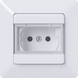 Socket Earthed with Lid Flush mounted IP44 White 