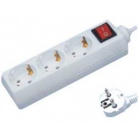Multi-Socket 3  Plugs With Switch White 